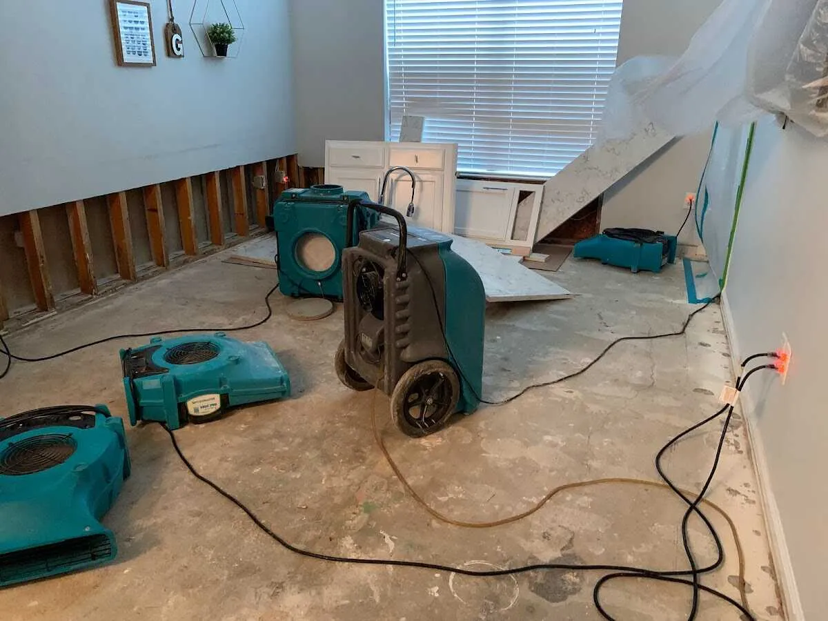 Dehumidifier in flood-cut room for Water Damage Restoration in Ashtabula